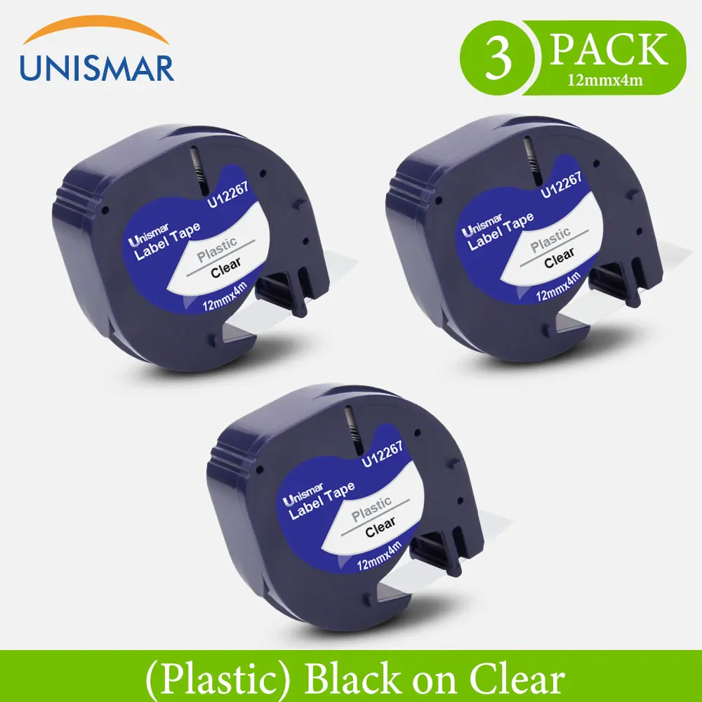 3PK 91201 Compatible 12mm*4m Black on White Dymo Letratag Plastic Maker Tape LT 16951 16952 for LT-100H LT-100T Label Printer
3PK 91201 Compatible 12mm*4m Black on White Dymo Letratag Plastic Maker Tape LT 16951 16952 for LT-100H LT-100T Label Printer