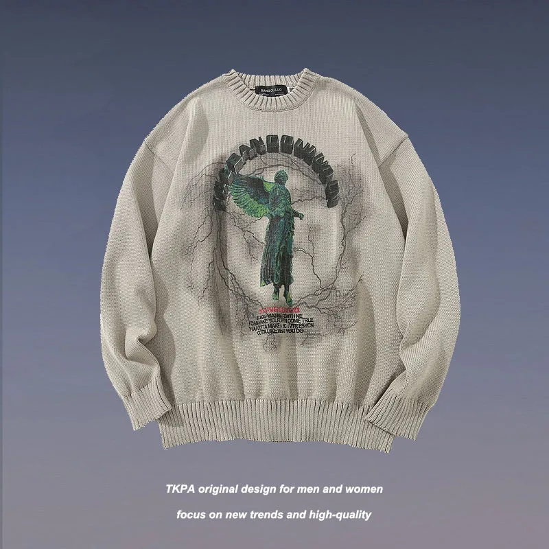Retro Knitted Jumper Men Streetwear Sweaters Angel Lightning Printed Pullovers Mens Hip Hop Harajuku Oversized Casual Top Couple
Retro Knitted Jumper Men Streetwear Sweaters Angel Lightning Printed Pullovers Mens Hip Hop Harajuku Oversized Casual Top Couple