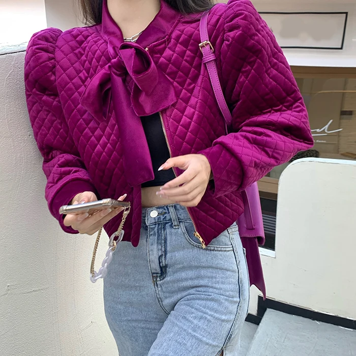 Hong Kong Hot Velvet Lace Bowknot Short Coat Autumn/Winter 2020 New Diamond Lattice Cardigan Jacket Temperament
Hong Kong Hot Velvet Lace Bowknot Short Coat Autumn/Winter 2020 New Diamond Lattice Cardigan Jacket Temperament