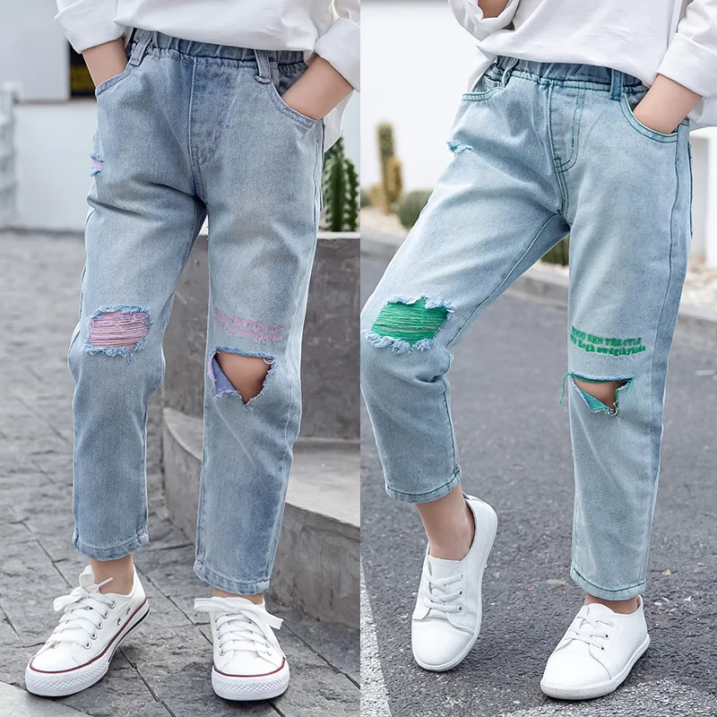 Children's Jeans Pants 2020 New Fashion Hole Elastic Waist Girl Jeans Kids Casual Denim Trousers For 3-14 Year Baby Girl Clothes
Children's Jeans Pants 2020 New Fashion Hole Elastic Waist Girl Jeans Kids Casual Denim Trousers For 3-14 Year Baby Girl Clothes