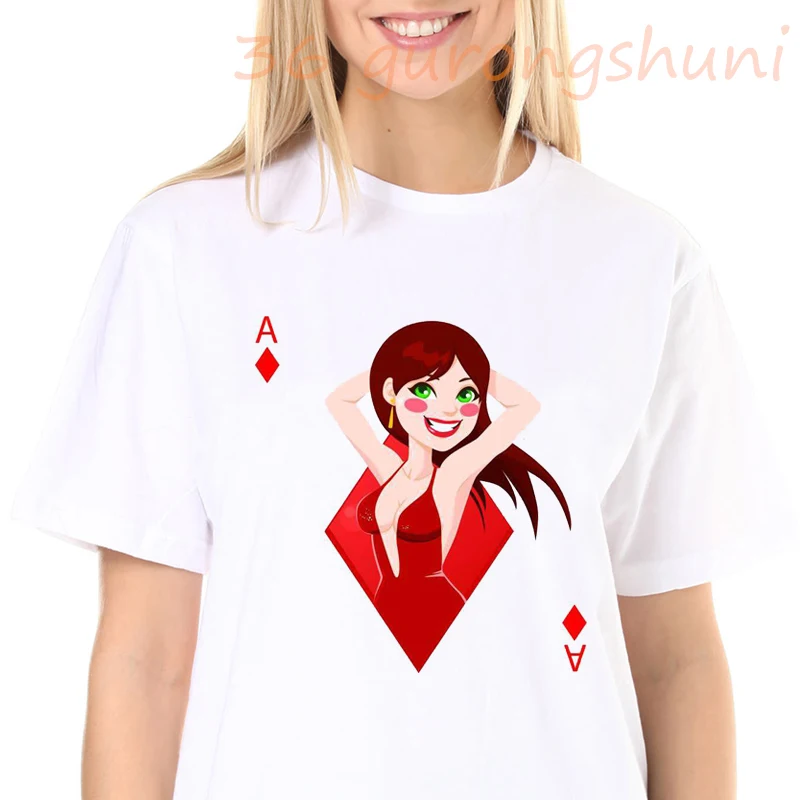 Женская футболка с принтом игральных карт Harajuku, Повседневная Винтажная футболка с коротким рукавом, свободная футболка с принтом в виде пок... 
Женская футболка с принтом игральных карт Harajuku, Повседневная Винтажная футболка с коротким рукавом, свободная футболка с принтом в виде пок...