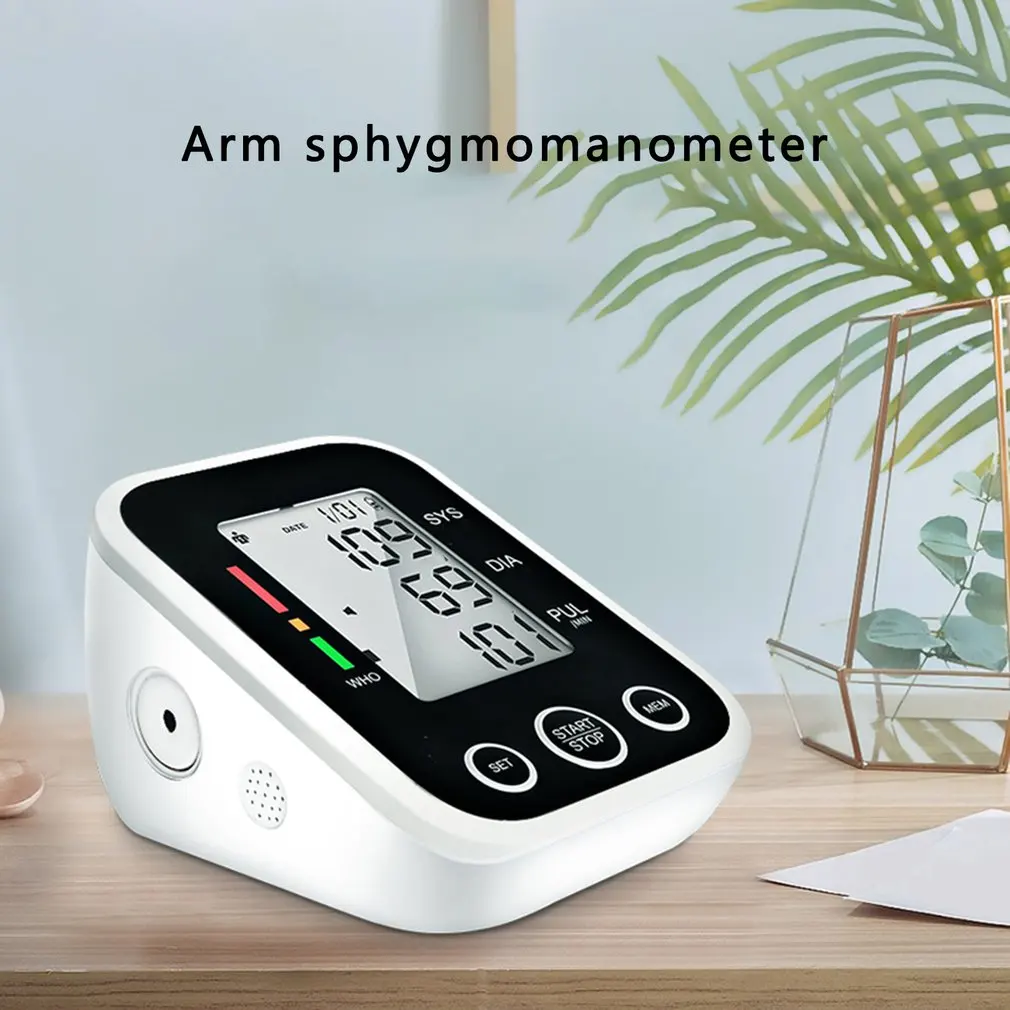 

Домашний автоматический тонометр с голосовой подсветкой, ручка, USB-зарядка, ЖК-дисплей HD, монитор кровяного давления