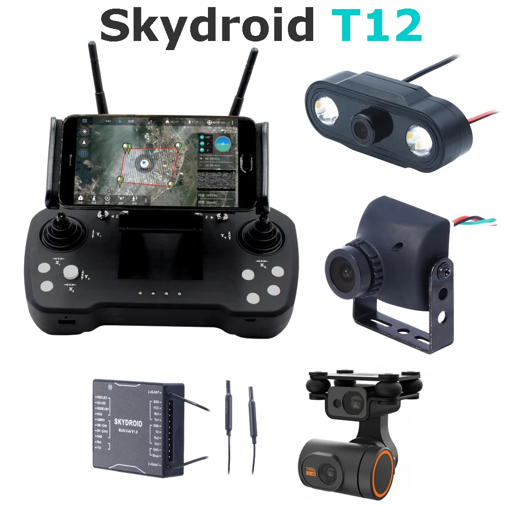Пульт дистанционного управления Skydroid T12 с тремя камерами на 20 км, передача цифровых карт с приемником R12 4 в 1 для фотографий
Пульт дистанционного управления Skydroid T12 с тремя камерами на 20 км, передача цифровых карт с приемником R12 4 в 1 для фотографий
