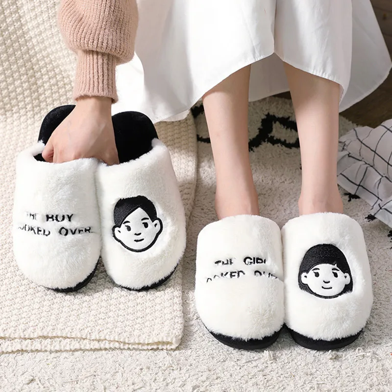White Plush Cotton Slippers Female Winter Home Dormitory Student Couple Cute Cartoon Avatar Cotton Slippers Non-Slip Warm Shoes
White Plush Cotton Slippers Female Winter Home Dormitory Student Couple Cute Cartoon Avatar Cotton Slippers Non-Slip Warm Shoes