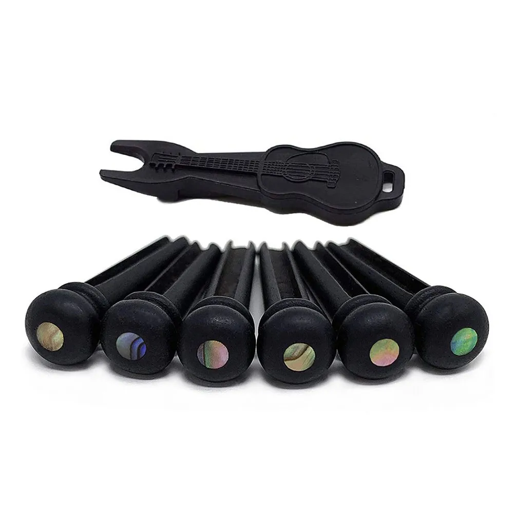 6pcs Premium Ebony Acoustic Guitar Bridge Pins+Puller Endpin Copper Ring Full Inlay String Nail Remover Basses Parts Accessories
6pcs Premium Ebony Acoustic Guitar Bridge Pins+Puller Endpin Copper Ring Full Inlay String Nail Remover Basses Parts Accessories