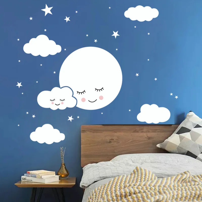 Kids Baby Rooms Decorations Mural White Cartoon Smiley Cloud Stars Wall Sticker Bedroom Wallpaper Home Decals Nursery Stickers
Kids Baby Rooms Decorations Mural White Cartoon Smiley Cloud Stars Wall Sticker Bedroom Wallpaper Home Decals Nursery Stickers