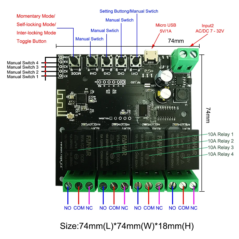4CH Tuya WiFi Switch Wireless Relay Module tasmot Smart life APP Remote Control Smart Timer for Smart Home with Alexa Google hom
4CH Tuya WiFi Switch Wireless Relay Module tasmot Smart life APP Remote Control Smart Timer for Smart Home with Alexa Google hom