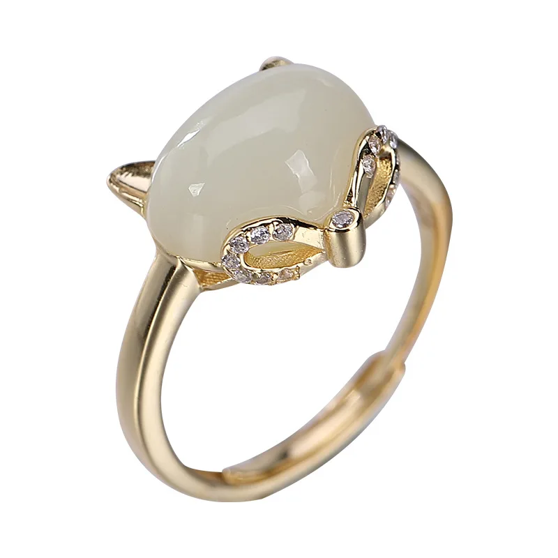 Leouerry Hetian Jade White Jade Ring 925 Sterling Silver Vintage Personality Fox Open Rings for Women Luxury 925 Silver Ring
Leouerry Hetian Jade White Jade Ring 925 Sterling Silver Vintage Personality Fox Open Rings for Women Luxury 925 Silver Ring
