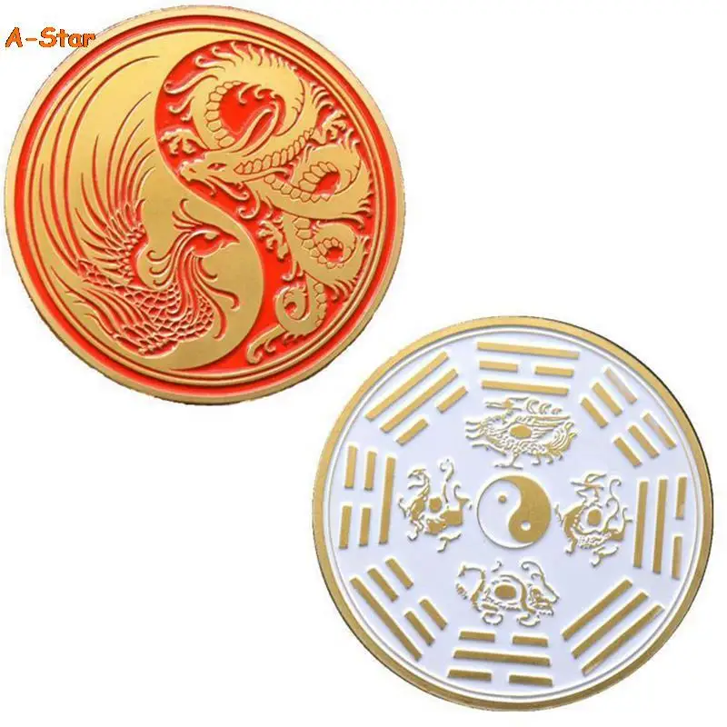 Chinese style dragon and phoenix Taiji coin three-dimensional commemorative coin Embossed Metal Craft Badge Gift
Chinese style dragon and phoenix Taiji coin three-dimensional commemorative coin Embossed Metal Craft Badge Gift