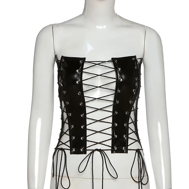 Sexy Faux Leather Crop Tops for Women Fashion Cyber Y2k Gothic Punk Hollow Out Lace Up Corsette Top Tanks
Sexy Faux Leather Crop Tops for Women Fashion Cyber Y2k Gothic Punk Hollow Out Lace Up Corsette Top Tanks