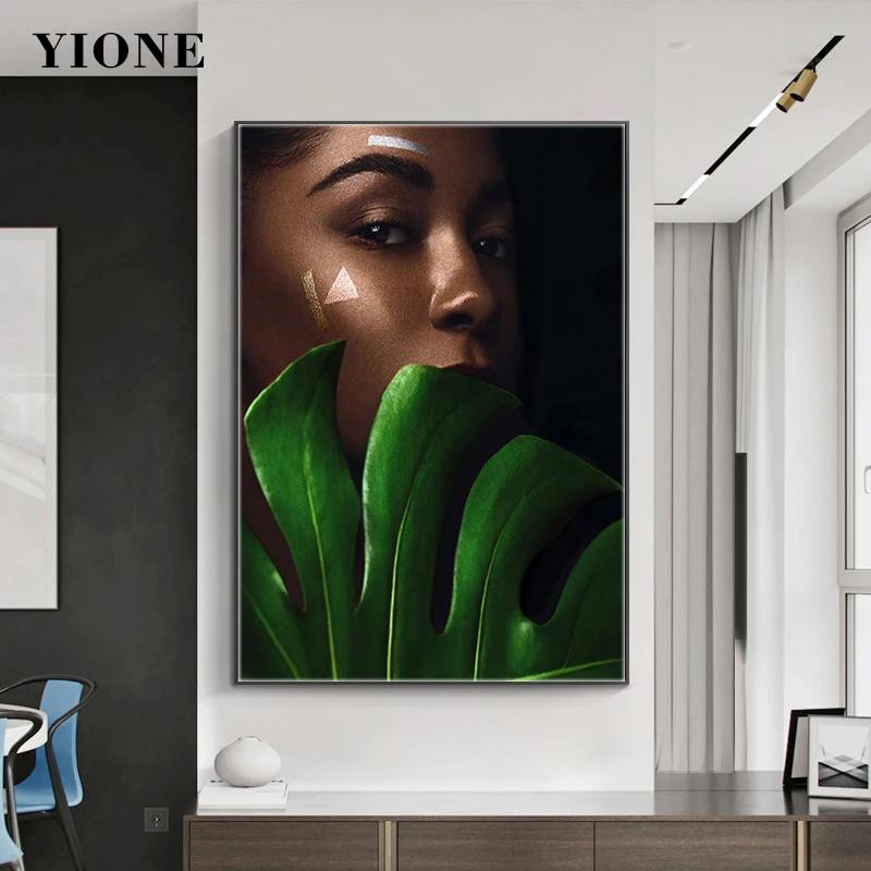 Black Woman with Leaf Canvas Paintings Modern Fashion Figure Art Posters and Prints Wall Pictures for Living Room Bedroom Decor
Black Woman with Leaf Canvas Paintings Modern Fashion Figure Art Posters and Prints Wall Pictures for Living Room Bedroom Decor
