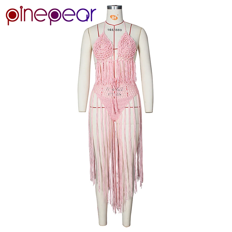 PinePear Crochet Knitted Beach Dress Sexy Women Bra + Long Tassel Skirts 2 Piece Bikini Set Swimwear Cover Up Boho Bathing Suit
PinePear Crochet Knitted Beach Dress Sexy Women Bra + Long Tassel Skirts 2 Piece Bikini Set Swimwear Cover Up Boho Bathing Suit