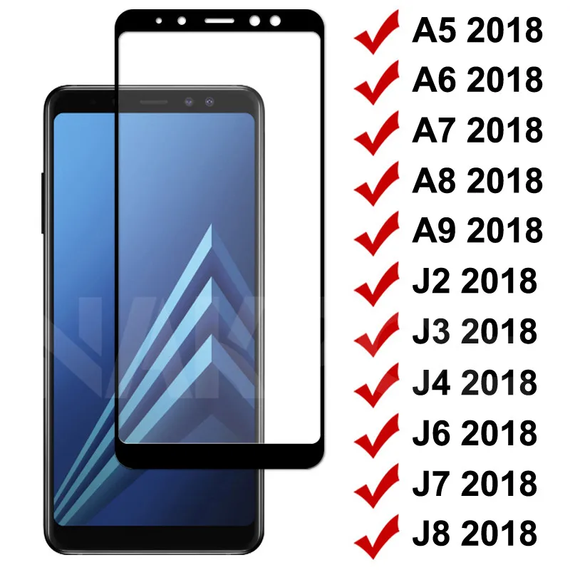 

9D закаленное стекло для Samsung Galaxy A5 A7 A9 J2 J3 J7 J8 2018 стекло A6 A8 J4 J6 Plus 2018 защита для экрана стеклянная пленка чехол