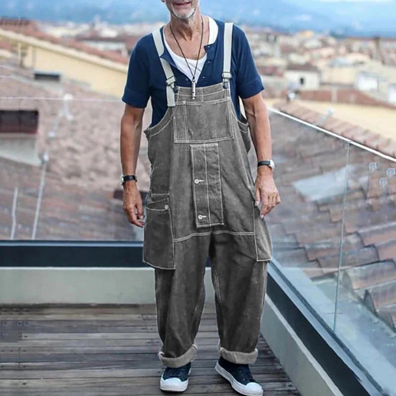 2021 Men Jeans Jumpsuits Trendy Baggy Big Pocket Denim Overalls Men's Blue Gray Multi Pocket Loose Straight Full Length Jeans
2021 Men Jeans Jumpsuits Trendy Baggy Big Pocket Denim Overalls Men's Blue Gray Multi Pocket Loose Straight Full Length Jeans