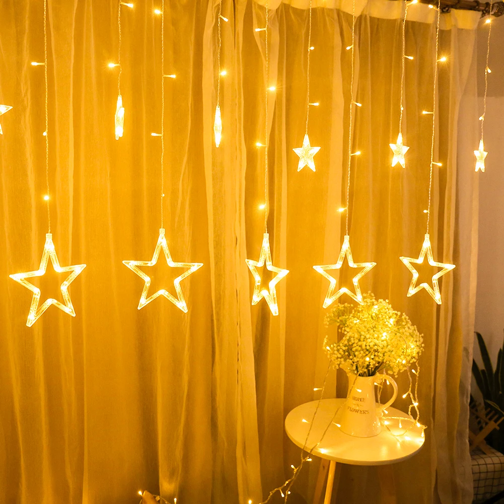 LED Fairy Lamp Garland Star Window Curtain String Lights for Xmas Bedroom Party New Year Christmas Decorations EU Plug
LED Fairy Lamp Garland Star Window Curtain String Lights for Xmas Bedroom Party New Year Christmas Decorations EU Plug