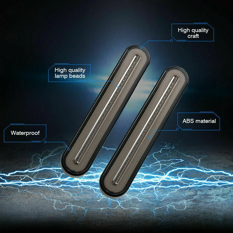 2pcs 233MM*16MM Turn Signal Light Neon 2835 SMD LED RV Truck Stop Flowing Brake Lamp ABS plastic IP67 Waterproof
2pcs 233MM*16MM Turn Signal Light Neon 2835 SMD LED RV Truck Stop Flowing Brake Lamp ABS plastic IP67 Waterproof