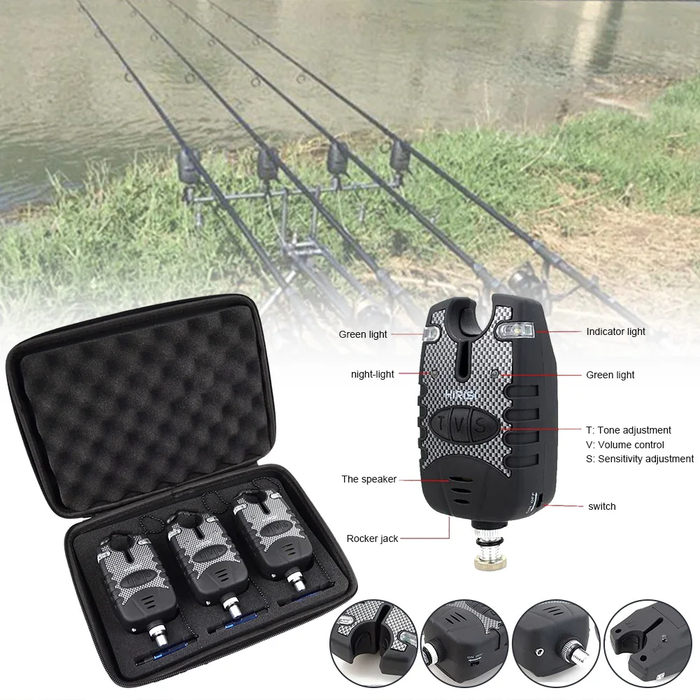 Fishing Bite Alarms Adjustable Volume Sensitivity Sound and Light with Swinger and Tackle Case
Fishing Bite Alarms Adjustable Volume Sensitivity Sound and Light with Swinger and Tackle Case