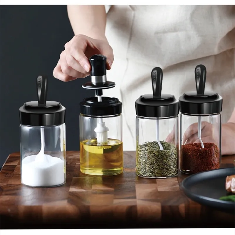 BOUSSAC 4Pc/set Glass Seasoning Kitchen Spice Kit Bottles Pepper Spoon Seasoning Jars Oil Brush Honey Container Food Set Storage
BOUSSAC 4Pc/set Glass Seasoning Kitchen Spice Kit Bottles Pepper Spoon Seasoning Jars Oil Brush Honey Container Food Set Storage