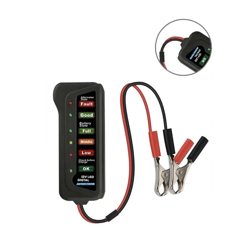 Digital Battery Tester 12V LED Indicator Light Car Van Motorcycle Battery Check With Test Fixture Portable Digital Tester Tool
Digital Battery Tester 12V LED Indicator Light Car Van Motorcycle Battery Check With Test Fixture Portable Digital Tester Tool