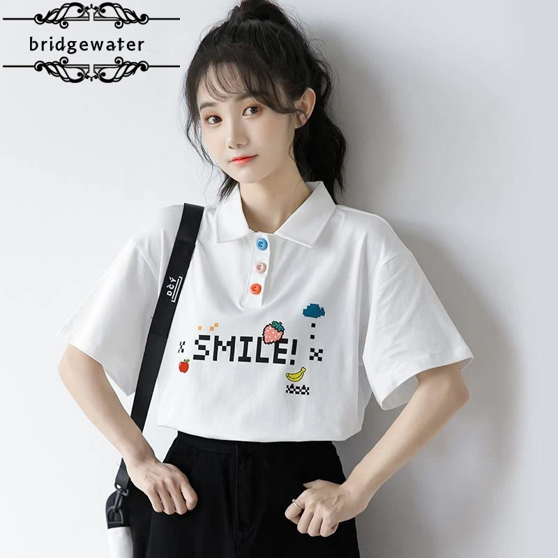 New Japanese cute college style girl polo shirt student lapel white shirt pullover button shirt women
New Japanese cute college style girl polo shirt student lapel white shirt pullover button shirt women