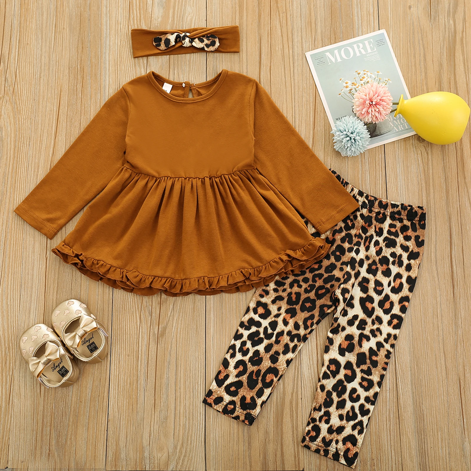 Newborn Toddler Girls Clothes Suit Long-sleeved and Trousers Suit Ruffles T-shirt Leopard Elastic Long Pants and Headband 6m-4Y
Newborn Toddler Girls Clothes Suit Long-sleeved and Trousers Suit Ruffles T-shirt Leopard Elastic Long Pants and Headband 6m-4Y