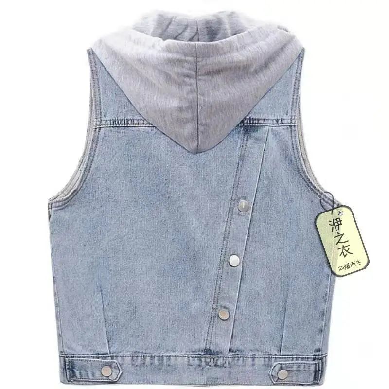 Denim waistcoat women's spring and autumn new versatile short top student jacket coat vest women 
Denim waistcoat women's spring and autumn new versatile short top student jacket coat vest women