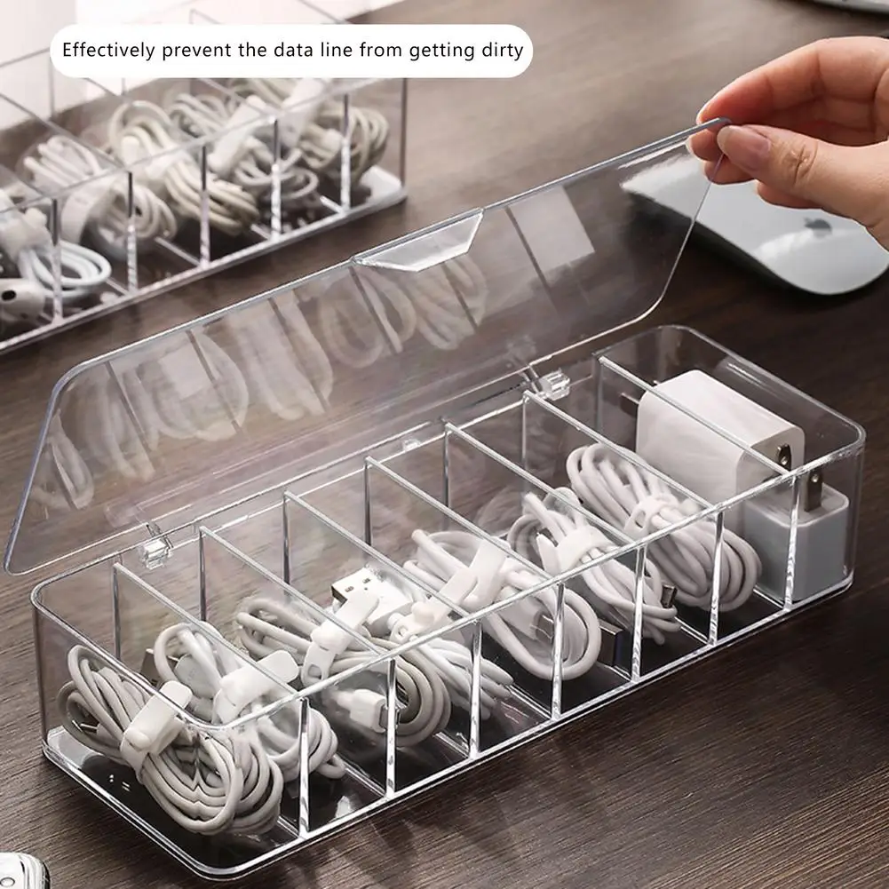 Cable Storage Box Transparent Plastic Data Line Storage Container for Desk Stationery Makeup Organizer, Key and Jewelry Box
Cable Storage Box Transparent Plastic Data Line Storage Container for Desk Stationery Makeup Organizer, Key and Jewelry Box