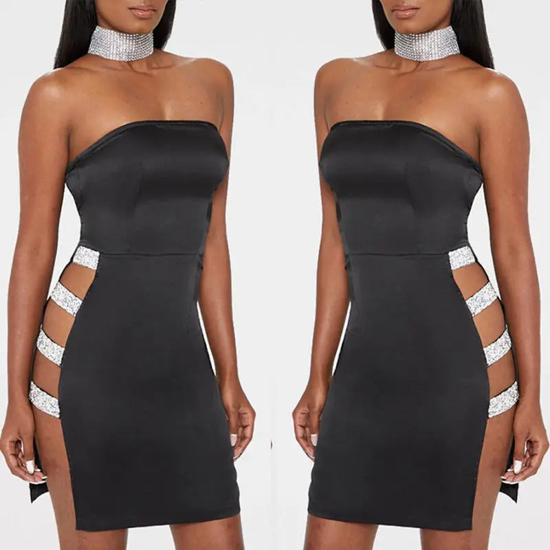 2019 summer new sexy Womens sleeveless strapless Bodycon mini Dress Ladies Evening Party slim hollow out black Dresses
2019 summer new sexy Womens sleeveless strapless Bodycon mini Dress Ladies Evening Party slim hollow out black Dresses