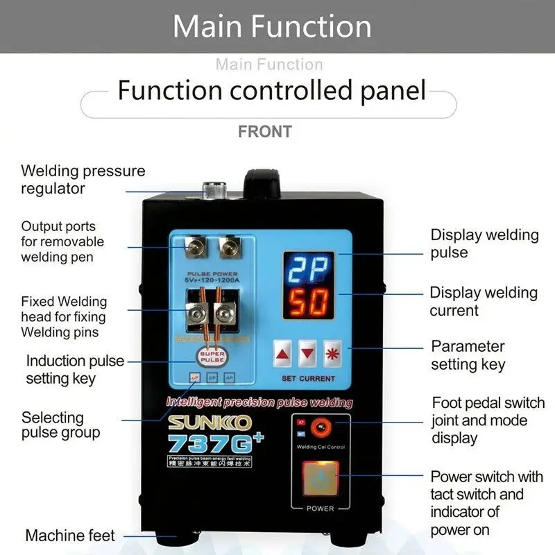 SUNKKO 737G + Battery Spot welder Machine 4.3KW Automatic Pulse 18650 Battery Welding Machine With A High Power Spot Welding Pen
SUNKKO 737G + Battery Spot welder Machine 4.3KW Automatic Pulse 18650 Battery Welding Machine With A High Power Spot Welding Pen