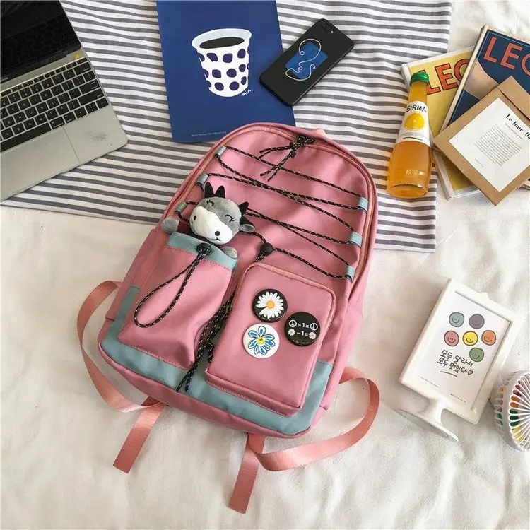 Teens Student Backpack Strap Decoration Nylon Women School Bags Harajuku Ladies Kawaii Backpack Female Bag Multi-pocket Book Bag
Teens Student Backpack Strap Decoration Nylon Women School Bags Harajuku Ladies Kawaii Backpack Female Bag Multi-pocket Book Bag
