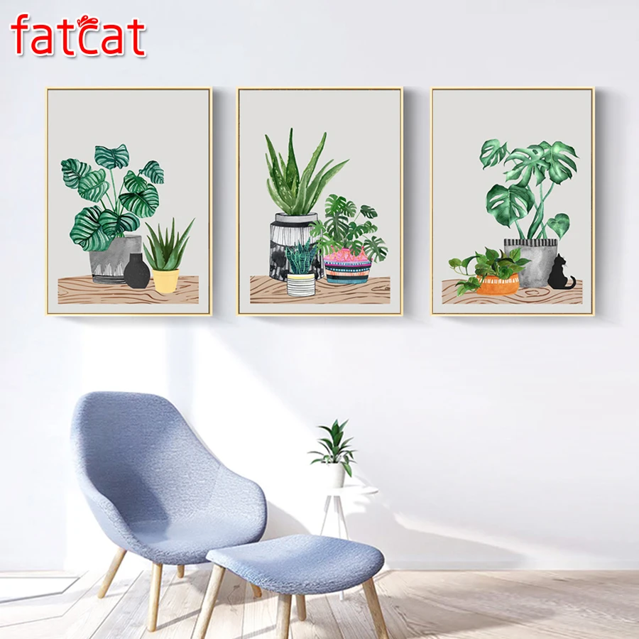 FATCAT 3 pcs diamond painting cross stitch green plant full square round drill embroidery rhinestones art home decor AE272
FATCAT 3 pcs diamond painting cross stitch green plant full square round drill embroidery rhinestones art home decor AE272