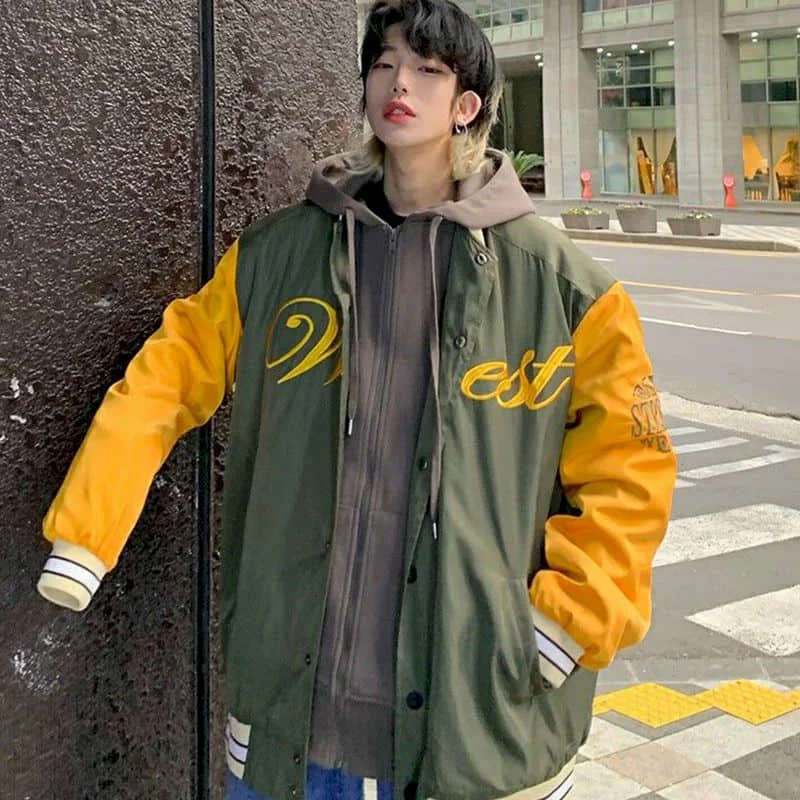Baseball uniform men clothing Korean and Hong Kong loose tide brand flight jacket button all-match retro boy coat
Baseball uniform men clothing Korean and Hong Kong loose tide brand flight jacket button all-match retro boy coat
