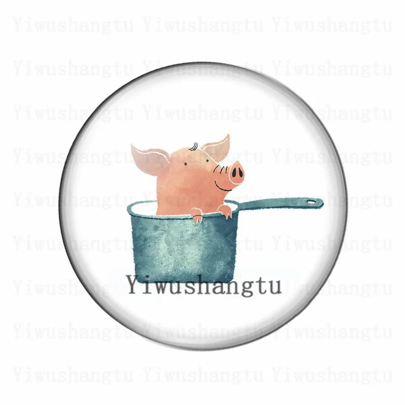 Забавное изображение милой свиньи из мультфильма 12 мм/20 мм/25 мм/30 мм круглые