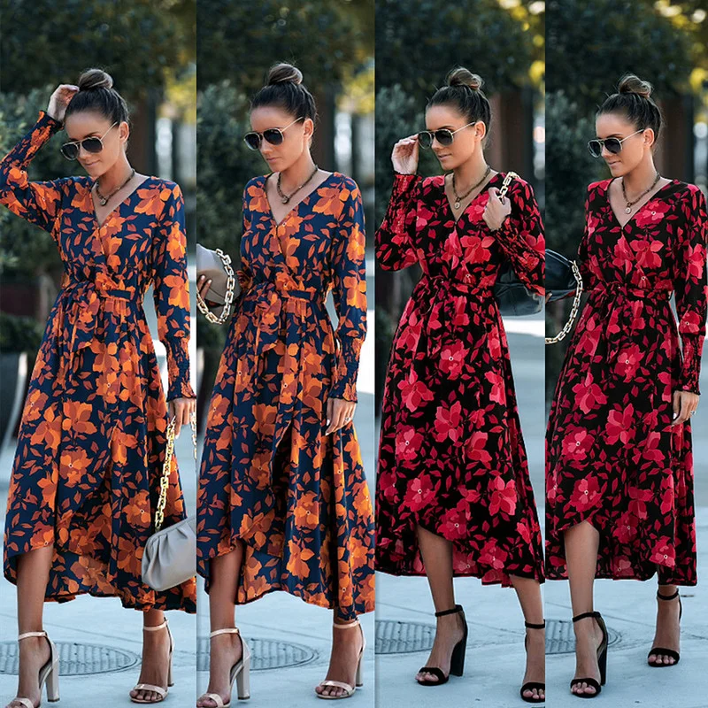 Casual Dresses for Women Spring Autumn Clothes Full Sleeve V-neck Irregular Dress Floral Print Long Dresses Vestidos De Fiesta
Casual Dresses for Women Spring Autumn Clothes Full Sleeve V-neck Irregular Dress Floral Print Long Dresses Vestidos De Fiesta