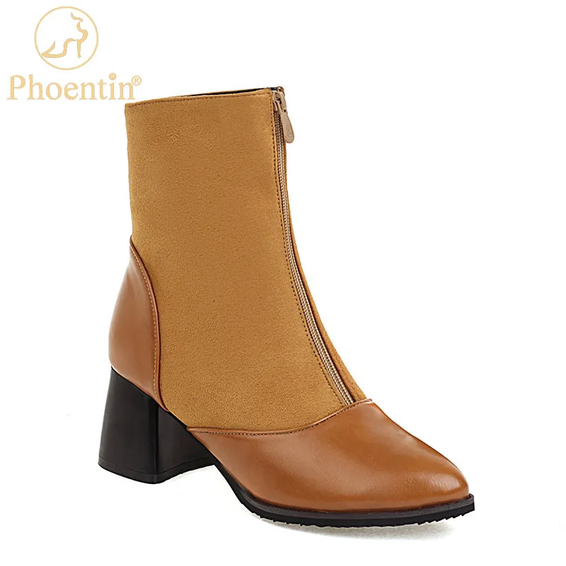 Phoentin Women's Fashion patchwork front zip Ankle Boots autumn winter pointed toe high heel short Boots Plus size 34-48 FT1747
Phoentin Women's Fashion patchwork front zip Ankle Boots autumn winter pointed toe high heel short Boots Plus size 34-48 FT1747