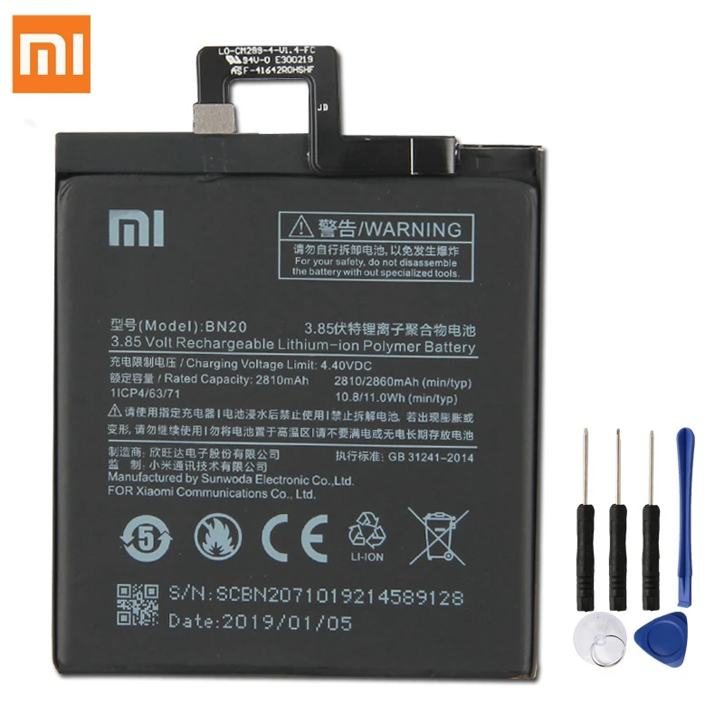 100% Original Xiaomi BN20 Replacement Battery For Xiaomi Mi 5C Mi5C 2810mAh Large Capacity Phone Battery Free Tools 
100% Original Xiaomi BN20 Replacement Battery For Xiaomi Mi 5C Mi5C 2810mAh Large Capacity Phone Battery Free Tools