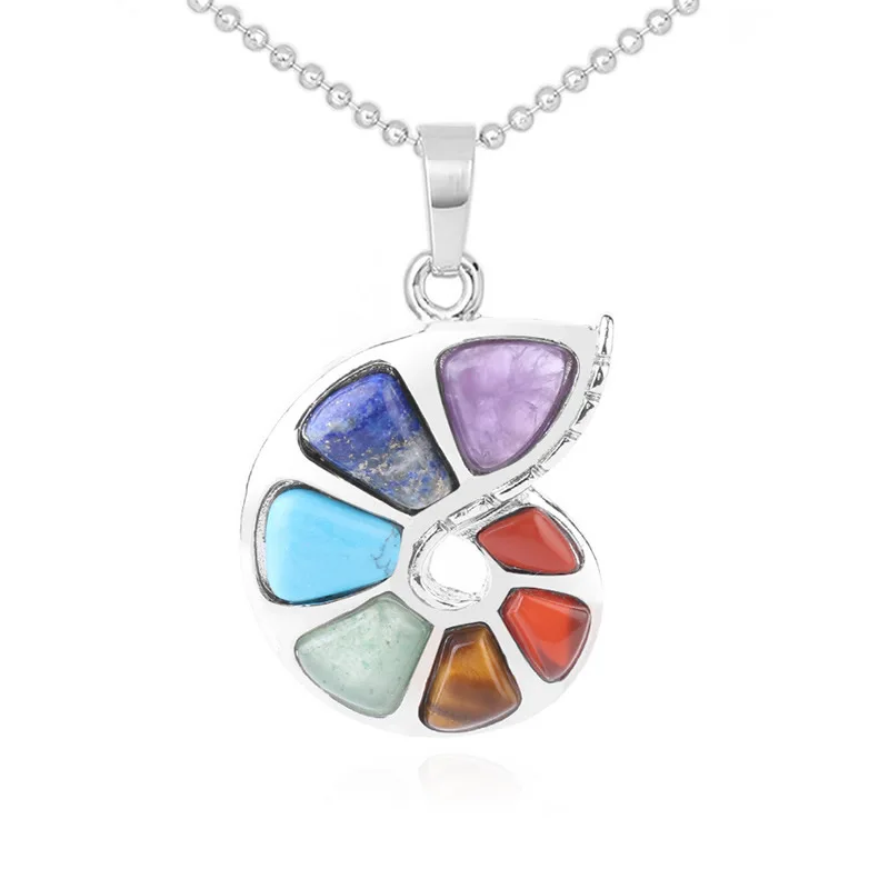 Gem Conch Pendant Necklace Seven Chakra Energy Stone Jewlery Charms Yoga Meditation Jewelry Ball Bead Chain Natural Crystal
Gem Conch Pendant Necklace Seven Chakra Energy Stone Jewlery Charms Yoga Meditation Jewelry Ball Bead Chain Natural Crystal