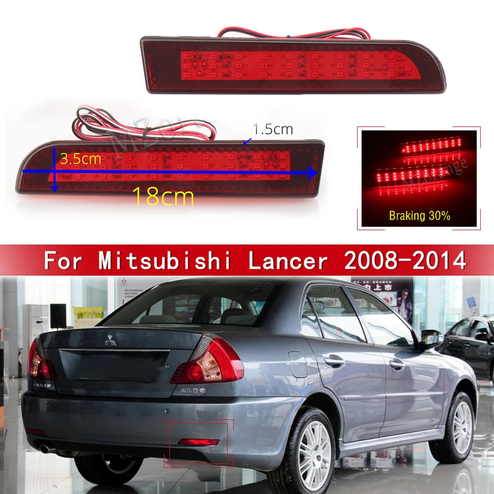 

LED Red Rear Bumper For Mitsubishi Lancer 2008 2009 2010 2011 2012 2013-14 Reflector Tail Brake Stop Running Turning Light Lamp