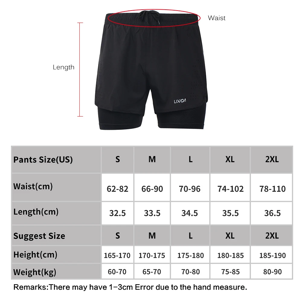 Lixada Men's 2-in-1 Running Sport Shorts Quick Drying Breathable Gym Training Exercise Jogging Cycling Shorts With Longer Liner
Lixada Men's 2-in-1 Running Sport Shorts Quick Drying Breathable Gym Training Exercise Jogging Cycling Shorts With Longer Liner