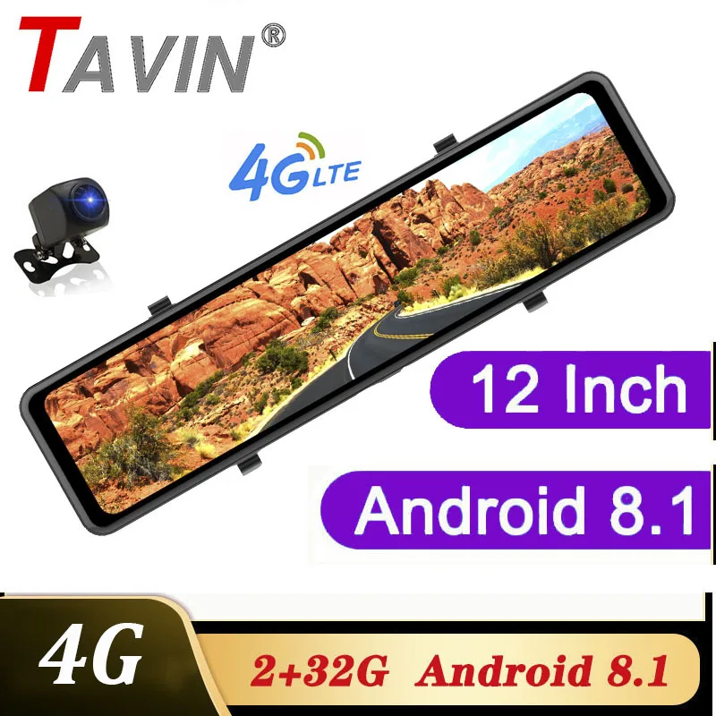 Автомобильный видеорегистратор 12 дюймов зеркало для автомобиля Android 8 1 DVR 1080P