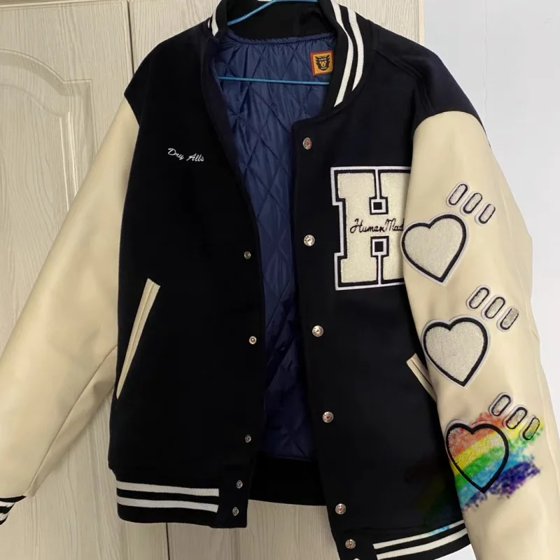 Human Made Girls Don’t Cry Varsity Baseball Jacket Men Women 1:1 High Quality Leather Sleeve Patchwork Towel Embroidery Coat
Human Made Girls Don’t Cry Varsity Baseball Jacket Men Women 1:1 High Quality Leather Sleeve Patchwork Towel Embroidery Coat