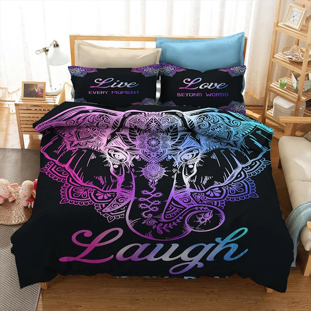 

Animal King Bedding Set Duvet Cover Bohemian African Tribal Elephant Bedspreads for Adults Kids Mandala Bed Sets Drop Shipping