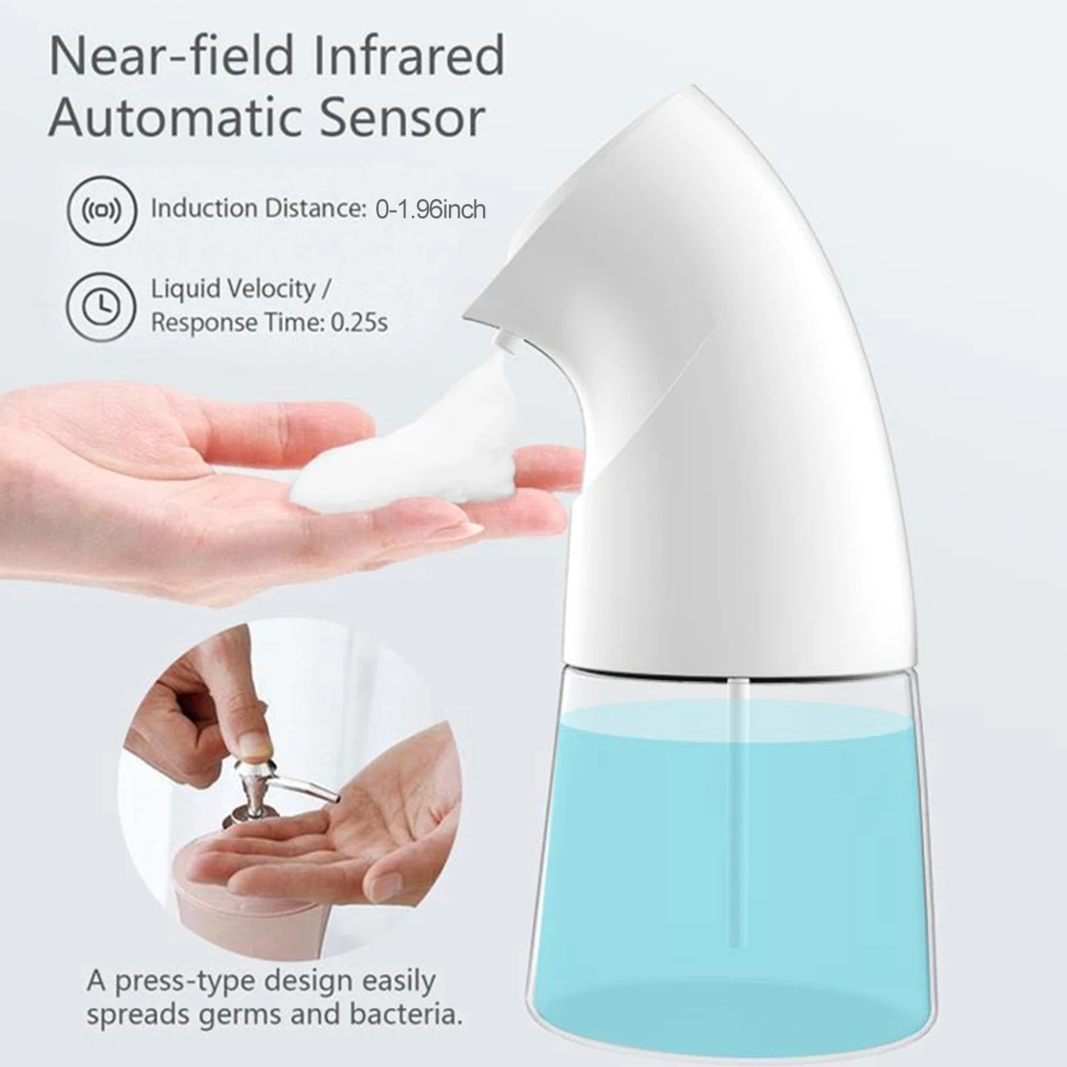 450mL Automatic Foaming Soap Dispenser Infrared Touchless Soap Dispenser Foam Auto Hand Soap Dispenser for Bathroom Kitchen 
450mL Automatic Foaming Soap Dispenser Infrared Touchless Soap Dispenser Foam Auto Hand Soap Dispenser for Bathroom Kitchen