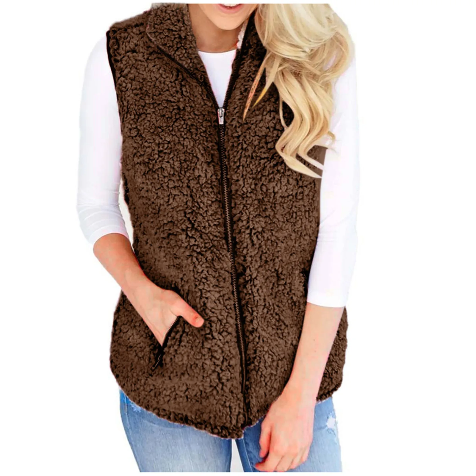Winter Warm Plush Jackets Women Vest Fleece Ladies Solid Colour Casual Pockets Coats Vests Outwear chaleco mujer Casaco Feminin
Winter Warm Plush Jackets Women Vest Fleece Ladies Solid Colour Casual Pockets Coats Vests Outwear chaleco mujer Casaco Feminin