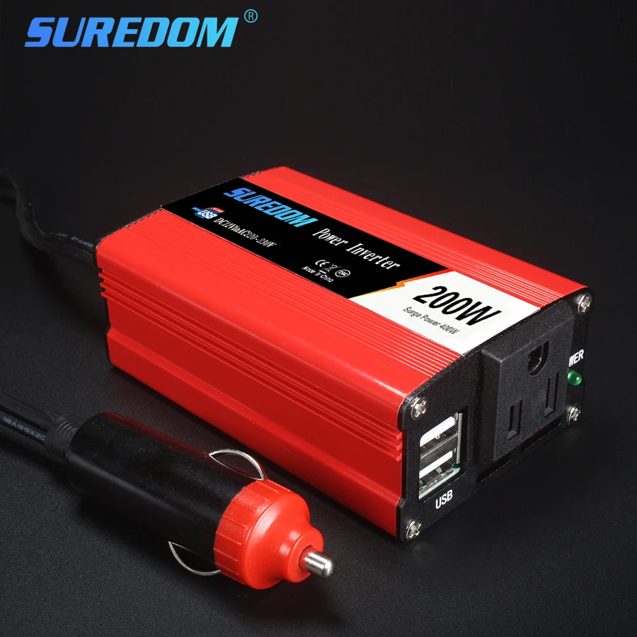Peak Power 400W Max Continuous Power 200W New Car Power Inverter dc 12V 24V to ac 110V 220V
Peak Power 400W Max Continuous Power 200W New Car Power Inverter dc 12V 24V to ac 110V 220V