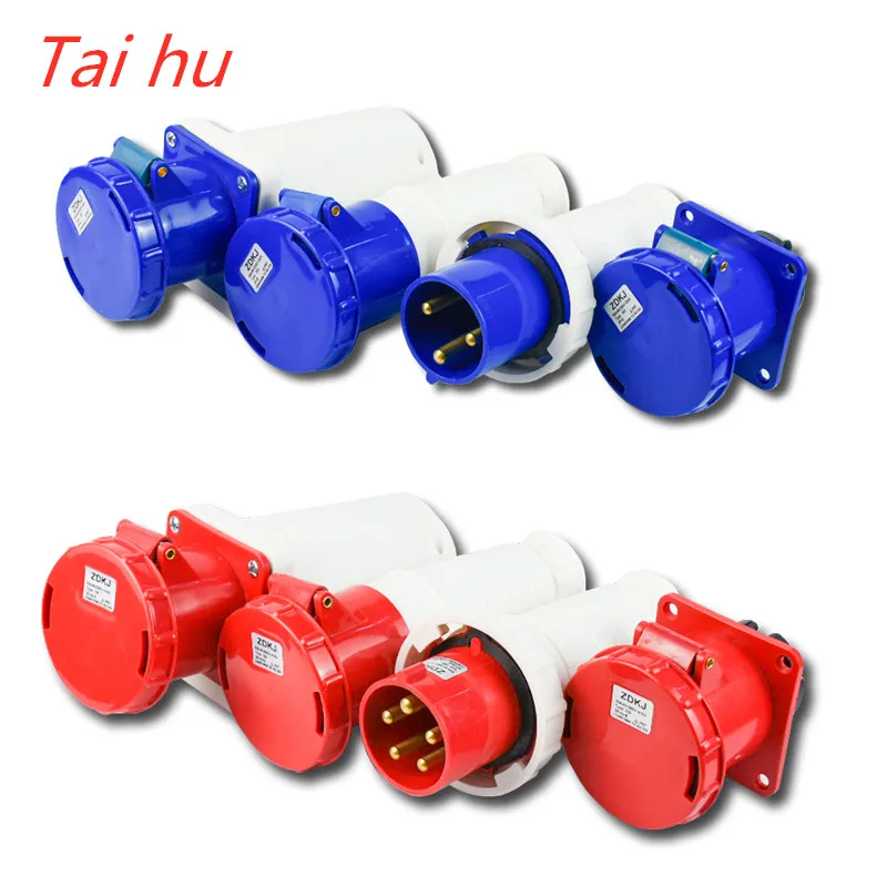 

16A/32A 3P/4P/5P IP44 Waterproof Male Female Electrical Connector Power Connecting Industrial Plug Socket 380V High Power