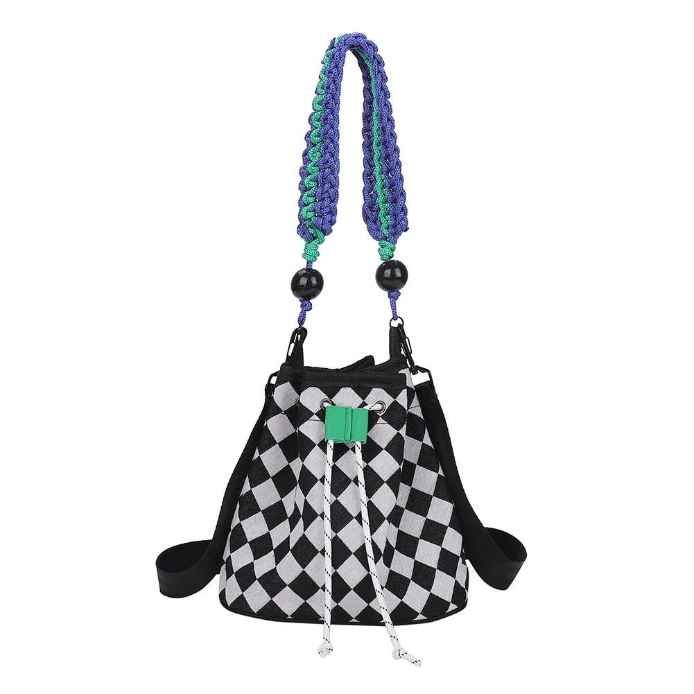 Women Shoulder Bags Fashionable Canvas Checkerboard Hit Color Bag Casual Ladies Bucket Shoulder Drawstring Handbags
Women Shoulder Bags Fashionable Canvas Checkerboard Hit Color Bag Casual Ladies Bucket Shoulder Drawstring Handbags