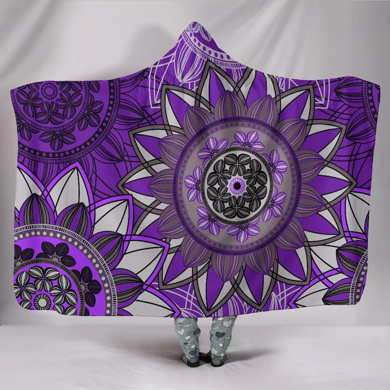 Colorful Purple Floral Mandalas Hooded Blanket for Adults and Kids, Sherpa Blanket with a Hood, Soft Blanket
Colorful Purple Floral Mandalas Hooded Blanket for Adults and Kids, Sherpa Blanket with a Hood, Soft Blanket
