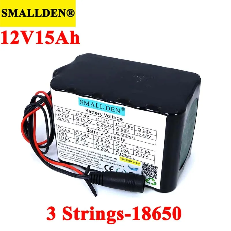 SMALLDEN 12V 15ah 18650 lithium Rechargeable battery 11.1V 15000mAh with bms For hernia lamp,amplifiers,monitoring
SMALLDEN 12V 15ah 18650 lithium Rechargeable battery 11.1V 15000mAh with bms For hernia lamp,amplifiers,monitoring