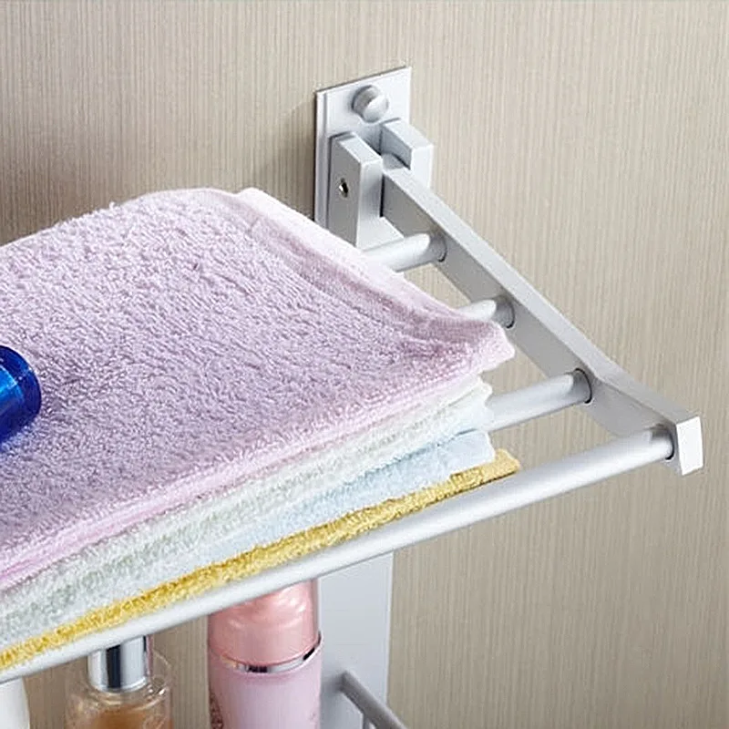 Space aluminum bath towel rack three layer multifunctional hook foldable bathroom storage rack towel rack bath towel rack
Space aluminum bath towel rack three layer multifunctional hook foldable bathroom storage rack towel rack bath towel rack